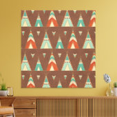 Southwest Geo Step | Blauwgroen theepatroon Canvas Afdruk (Insitu (Woonkamer))