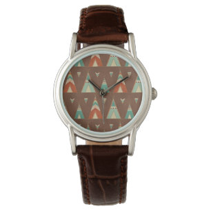 Southwest Geo Step   Blauwgroen theepatroon Horloge