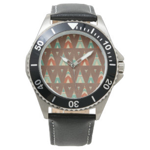 Southwest Geo Step   Blauwgroen theepatroon Horloge