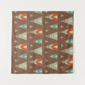 Southwest Geo Step | Blauwgroen theepatroon Wandkleed (Voorkant)