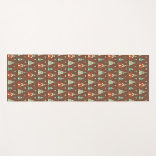 Southwest Geo Step | Blauwgroen theepatroon Yogamat (Voorkant (horizontaal))