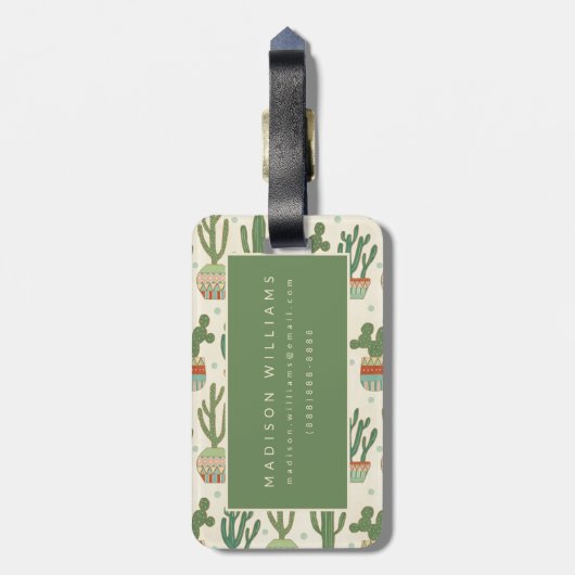 Southwest Geo Step | Cactus Pattern Bagagelabel (Achterkant verticaal)