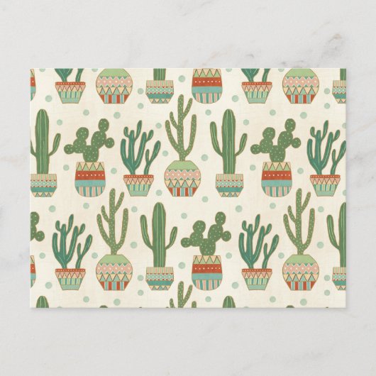 Southwest Geo Step | Cactus Pattern Briefkaart (Voorkant)