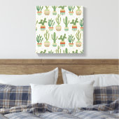 Southwest Geo Step | Cactus Pattern Canvas Afdruk (Insitu (Slaapkamer))