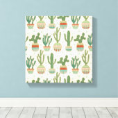 Southwest Geo Step | Cactus Pattern Canvas Afdruk (Insitu (Houten vloer))