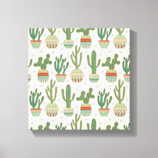 Southwest Geo Step | Cactus Pattern Canvas Afdruk (Voorkant)