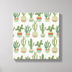 Southwest Geo Step   Cactus Pattern Canvas Afdruk