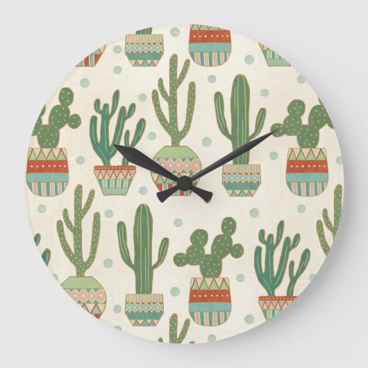 Southwest Geo Step | Cactus Pattern Grote Klok (Voorkant)