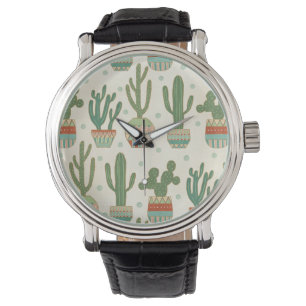 Southwest Geo Step   Cactus Pattern Horloge