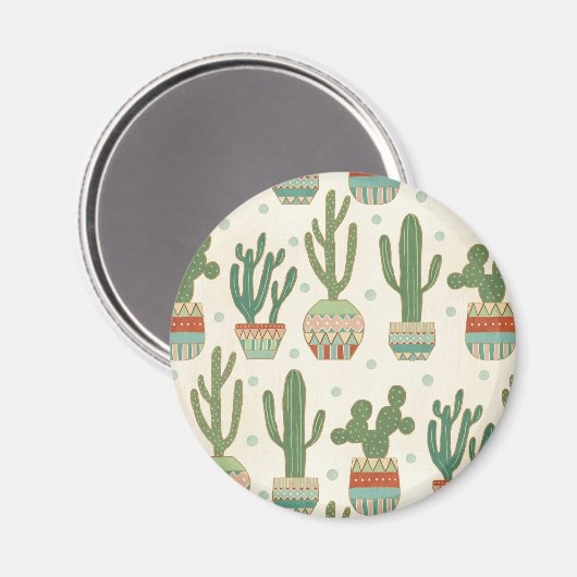Southwest Geo Step | Cactus Pattern Magneet (Voorkant / Achterkant)
