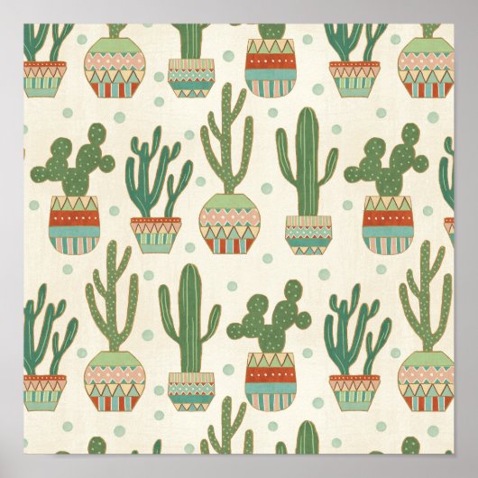 Southwest Geo Step | Cactus Pattern Poster (Voorkant)