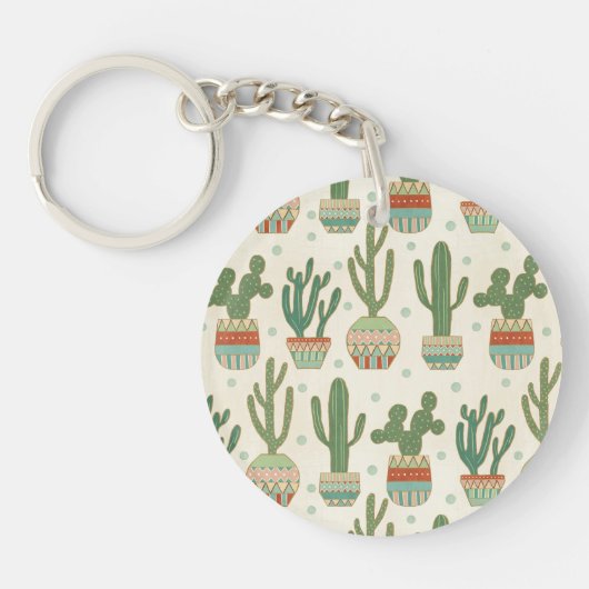Southwest Geo Step | Cactus Pattern Sleutelhanger (Voorkant)