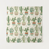 Southwest Geo Step | Cactus Pattern Wandkleed (Voorkant (horizontaal))