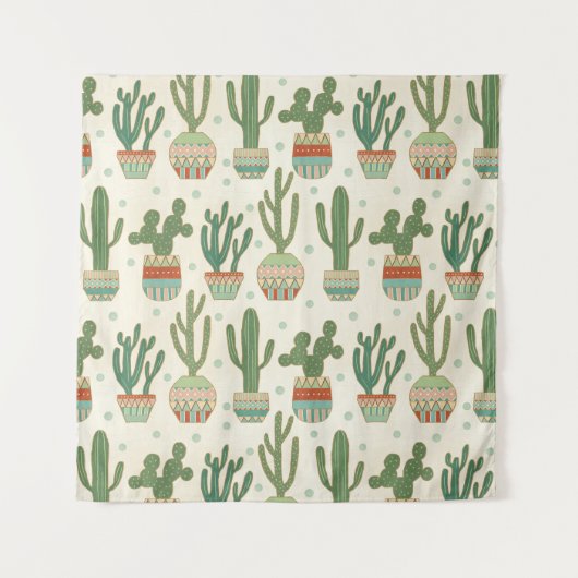 Southwest Geo Step | Cactus Pattern Wandkleed (Voorkant (horizontaal))