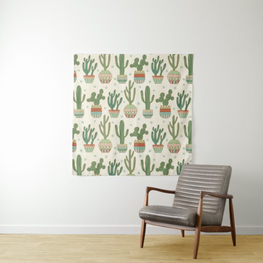 Southwest Geo Step | Cactus Pattern Wandkleed (In Situ (horizontaal))