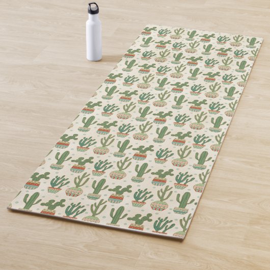 Southwest Geo Step | Cactus Pattern Yogamat (In situ)