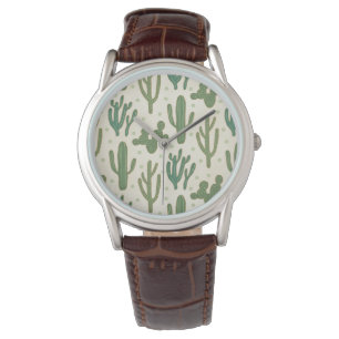 Southwest Geo Step   Duurzame Cactus Patroon Horloge