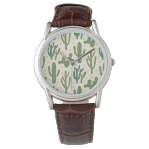 Southwest Geo Step   Duurzame Cactus Patroon Horloge