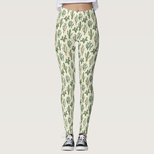 Southwest Geo Step | Duurzame Cactus Patroon Leggings (Voorkant)