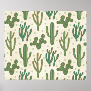 Southwest Geo Step   Duurzame Cactus Patroon Poster