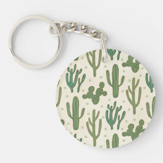 Southwest Geo Step | Duurzame Cactus Patroon Sleutelhanger (Voorkant)