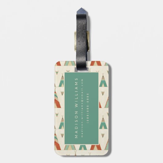 Southwest Geo Step | Geometrische theepatroon Bagagelabel (Achterkant verticaal)