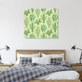 Southwest Geo Step | Groen cactus-patroon Canvas Afdruk (Insitu (Slaapkamer))