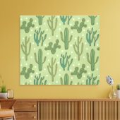 Southwest Geo Step | Groen cactus-patroon Canvas Afdruk (Insitu (Woonkamer))