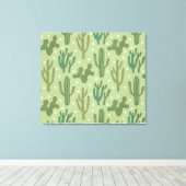 Southwest Geo Step | Groen cactus-patroon Canvas Afdruk (Insitu (Houten vloer))