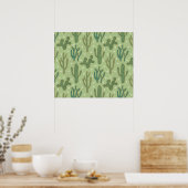 Southwest Geo Step | Groen cactus-patroon Poster (Keuken)