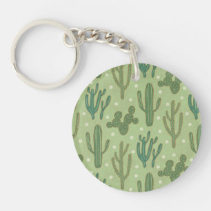 Southwest Geo Step   Groen cactus-patroon Sleutelhanger