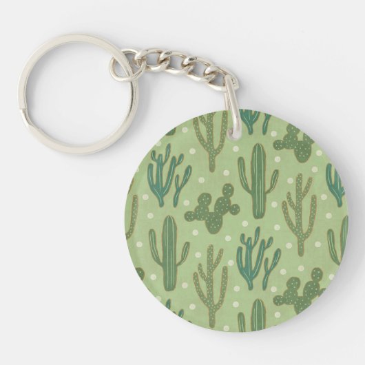 Southwest Geo Step | Groen cactus-patroon Sleutelhanger (Voorkant)