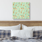 Southwest Geo Step | Groen doezelpatroon Canvas Afdruk (Insitu (Slaapkamer))