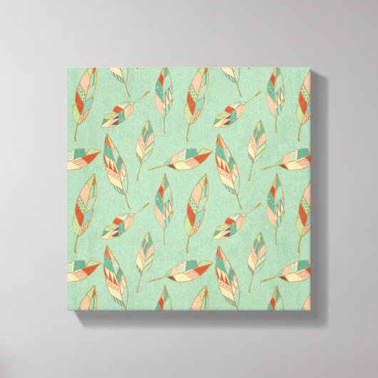 Southwest Geo Step | Groen doezelpatroon Canvas Afdruk (Voorkant)