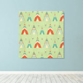 Southwest Geo Step | Groen theepatroon Canvas Afdruk (Insitu (Houten vloer))