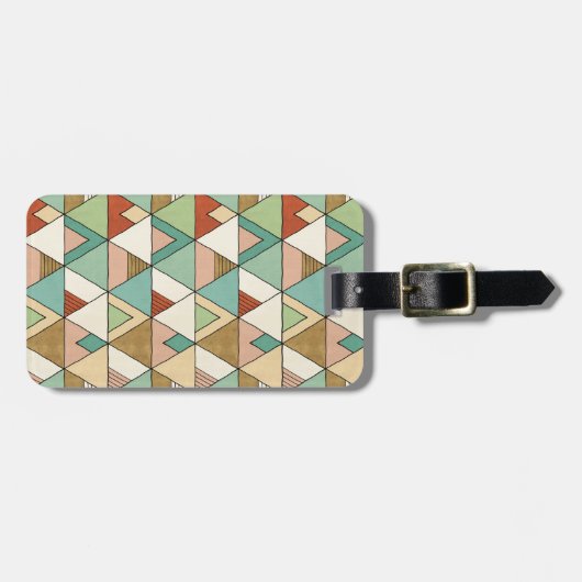 Southwest Geo Step | Hand Drawn Tribal Pattern Bagagelabel (Voorkant horizontaal)