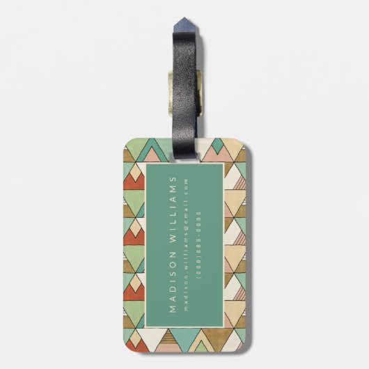 Southwest Geo Step | Hand Drawn Tribal Pattern Bagagelabel (Achterkant verticaal)