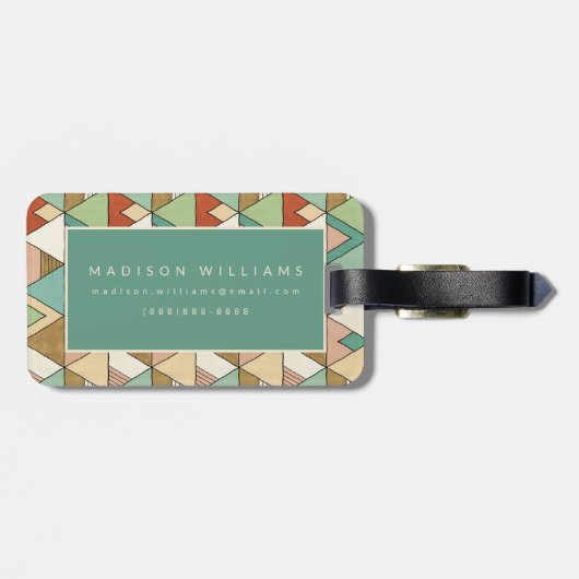 Southwest Geo Step | Hand Drawn Tribal Pattern Bagagelabel (Achterkant horizontaal)