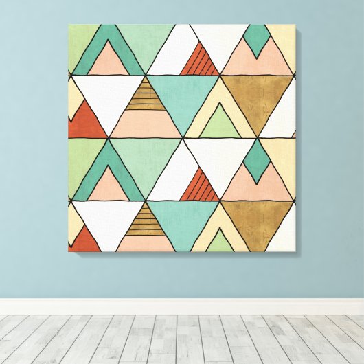 Southwest Geo Step | Hand Drawn Tribal Pattern Canvas Afdruk (Insitu (Houten vloer))