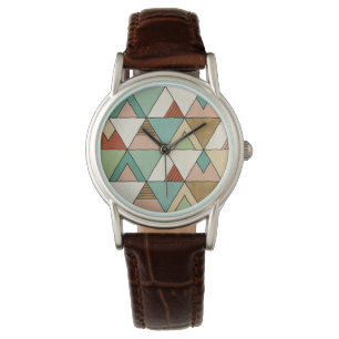 Southwest Geo Step   Hand Drawn Tribal Pattern Horloge