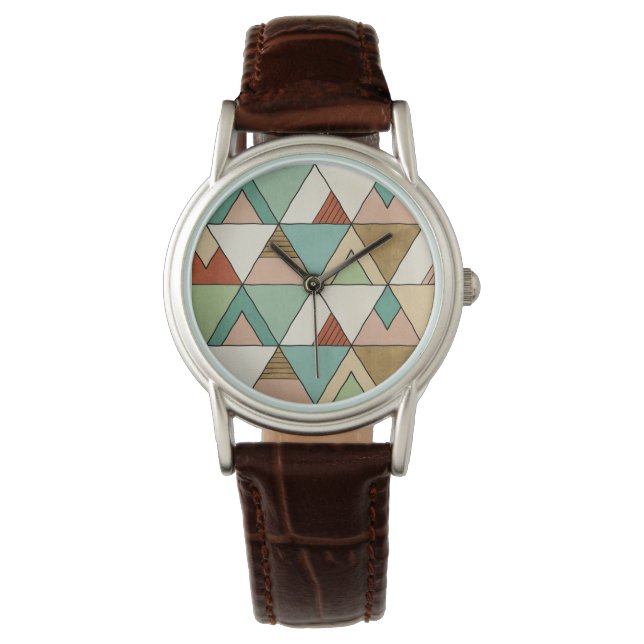 Southwest Geo Step | Hand Drawn Tribal Pattern Horloge (Voorkant)