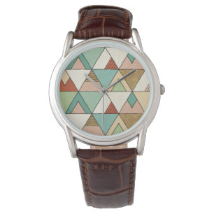 Southwest Geo Step   Hand Drawn Tribal Pattern Horloge