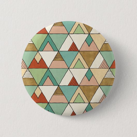 Southwest Geo Step | Hand Drawn Tribal Pattern Ronde Button 5,7 Cm (Voorkant)