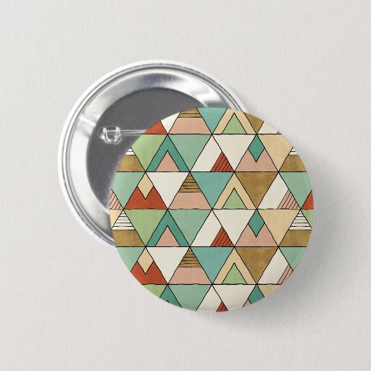 Southwest Geo Step | Hand Drawn Tribal Pattern Ronde Button 5,7 Cm (Voorkant /achterkant)