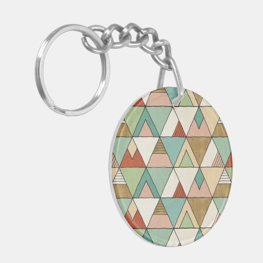 Southwest Geo Step | Hand Drawn Tribal Pattern Sleutelhanger (Voorkant Links)