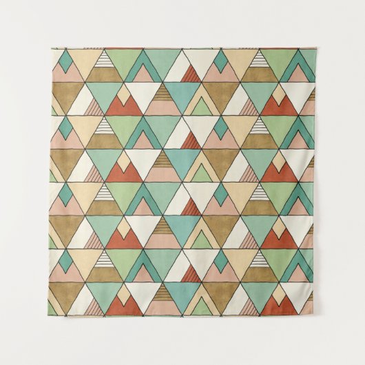 Southwest Geo Step | Hand Drawn Tribal Pattern Wandkleed (Voorkant (horizontaal))