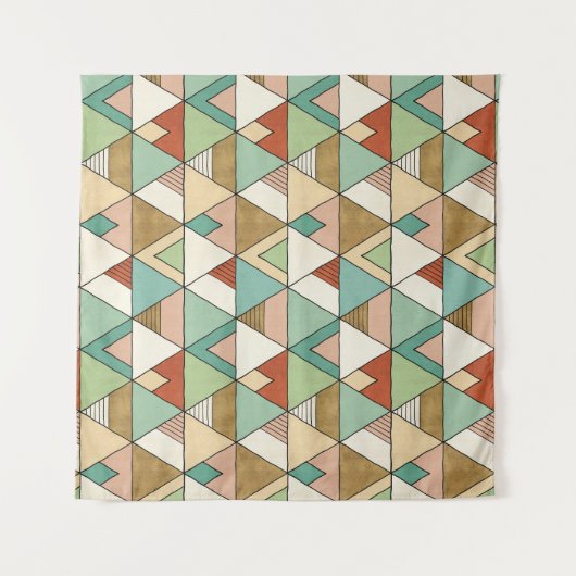 Southwest Geo Step | Hand Drawn Tribal Pattern Wandkleed (Voorkant)