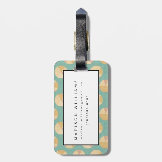 Southwest Geo Step | Oranje en groen cirkelpatroon Bagagelabel (Achterkant verticaal)