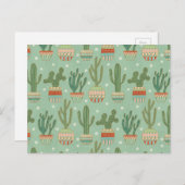 Southwest Geo Step | Potted Cactus Pattern Briefkaart (Voorkant / Achterkant)