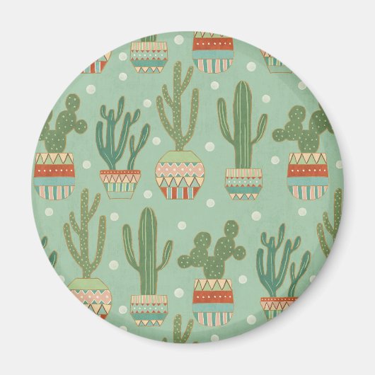 Southwest Geo Step | Potted Cactus Pattern Magneet (Voorkant)